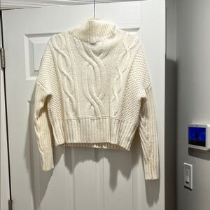 Express Cream Cable Knit Turtleneck Sweater